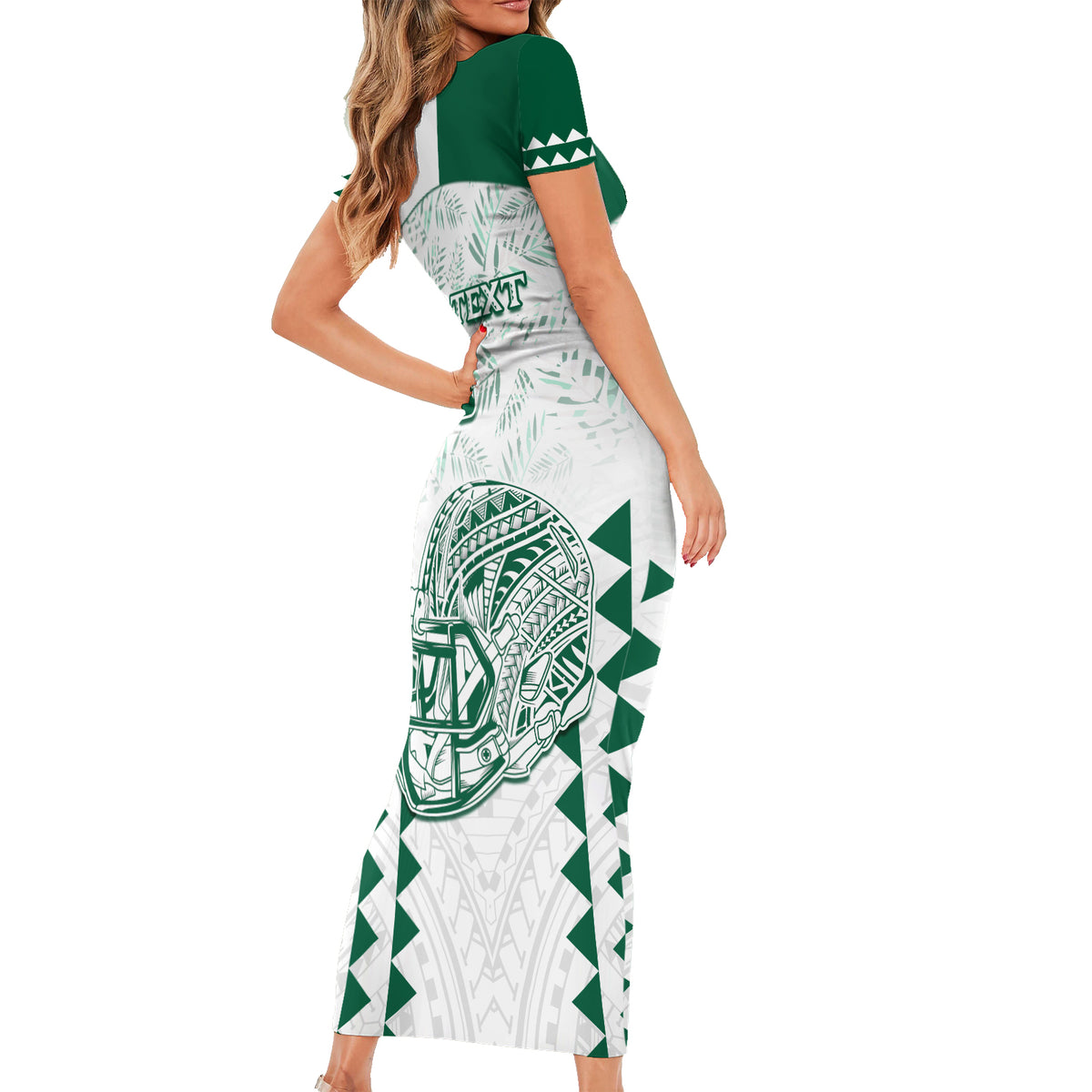 Custom Hawaii Football Short Sleeve Bodycon Dress Rainbow Warriors Kakau Pattern LT05 - Polynesian Pride