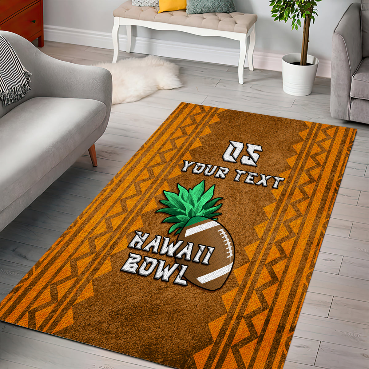 Custom Hawaii Honolulu Football Bowl Area Rug Simple Style LT05 - Polynesian Pride