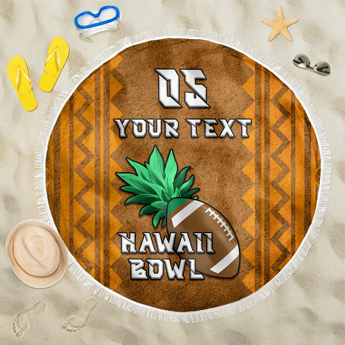 Custom Hawaii Honolulu Football Bowl Beach Blanket Simple Style LT05 One Size 150cm Brown - Polynesian Pride