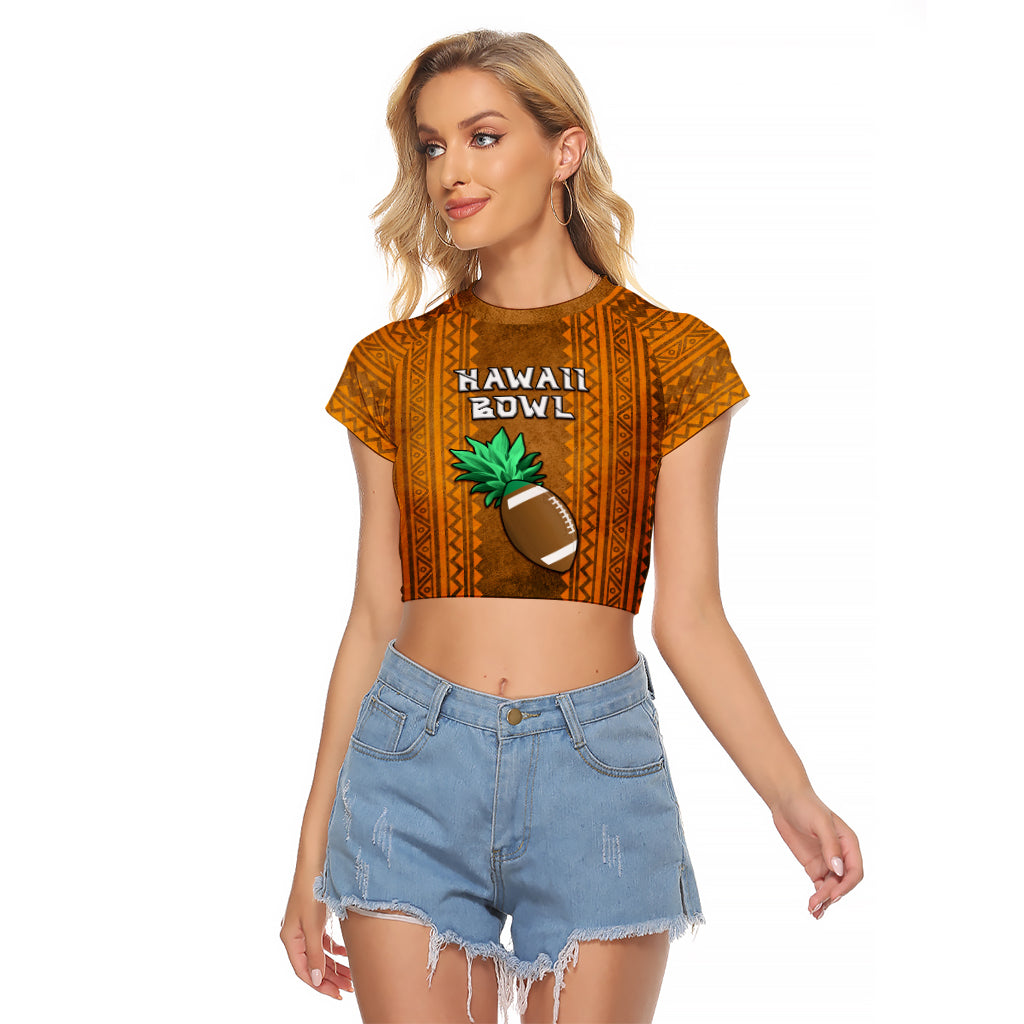 Custom Hawaii Honolulu Football Bowl Raglan Cropped T Shirt Simple Style LT05 Female Brown - Polynesian Pride