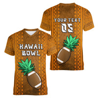 Custom Hawaii Honolulu Football Bowl Women V Neck T Shirt Simple Style LT05 - Polynesian Pride