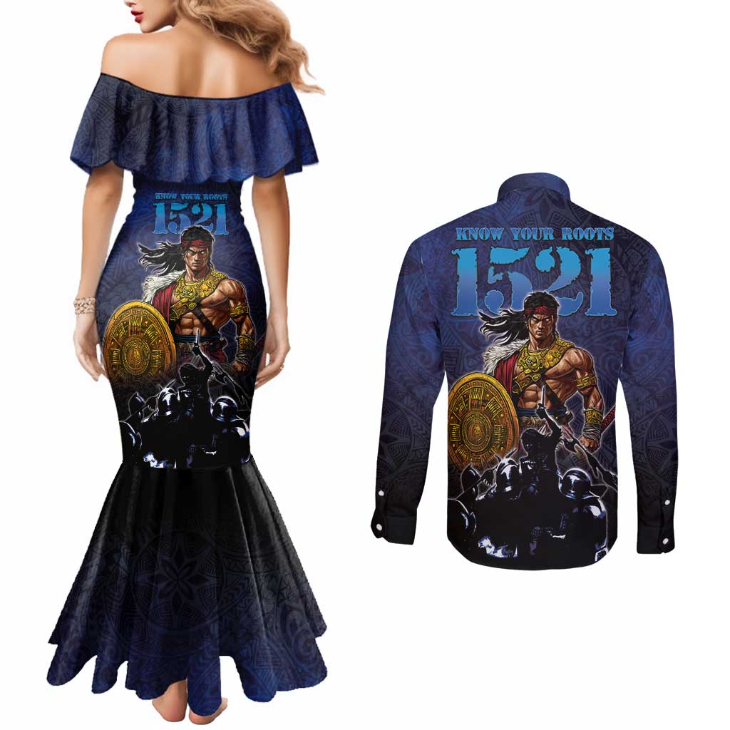Philippines The First Hero Couples Matching Mermaid Dress and Long Sleeve Button Shirt Lapu Lapu Know Your Roots