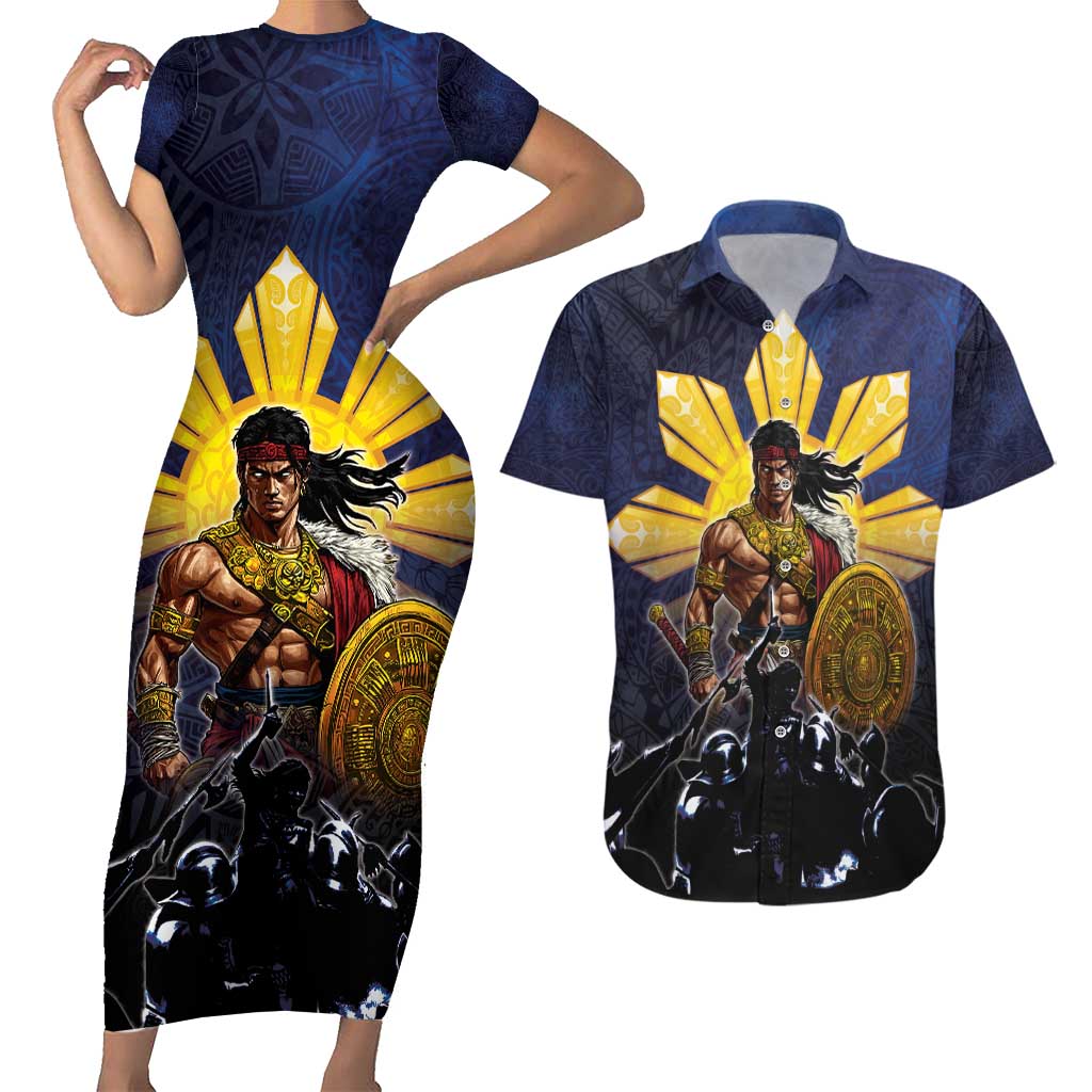 Philippines The First Hero Couples Matching Short Sleeve Bodycon Dress and Hawaiian Shirt Lapu Lapu Know Your Roots