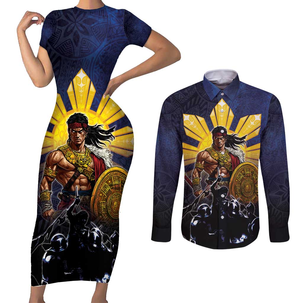 Philippines The First Hero Couples Matching Short Sleeve Bodycon Dress and Long Sleeve Button Shirt Lapu Lapu Know Your Roots