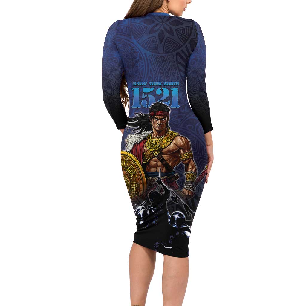 Philippines The First Hero Family Matching Long Sleeve Bodycon Dress and Hawaiian Shirt Lapu Lapu Know Your Roots