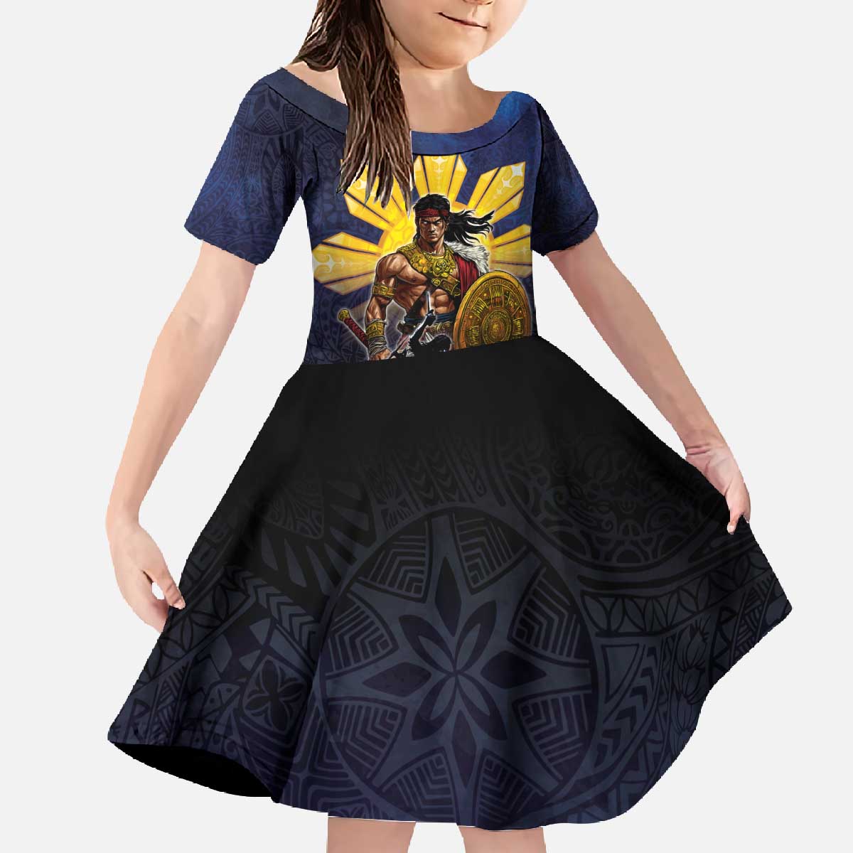 Philippines The First Hero Family Matching Off The Shoulder Long Sleeve Dress and Hawaiian Shirt Lapu Lapu Know Your Roots