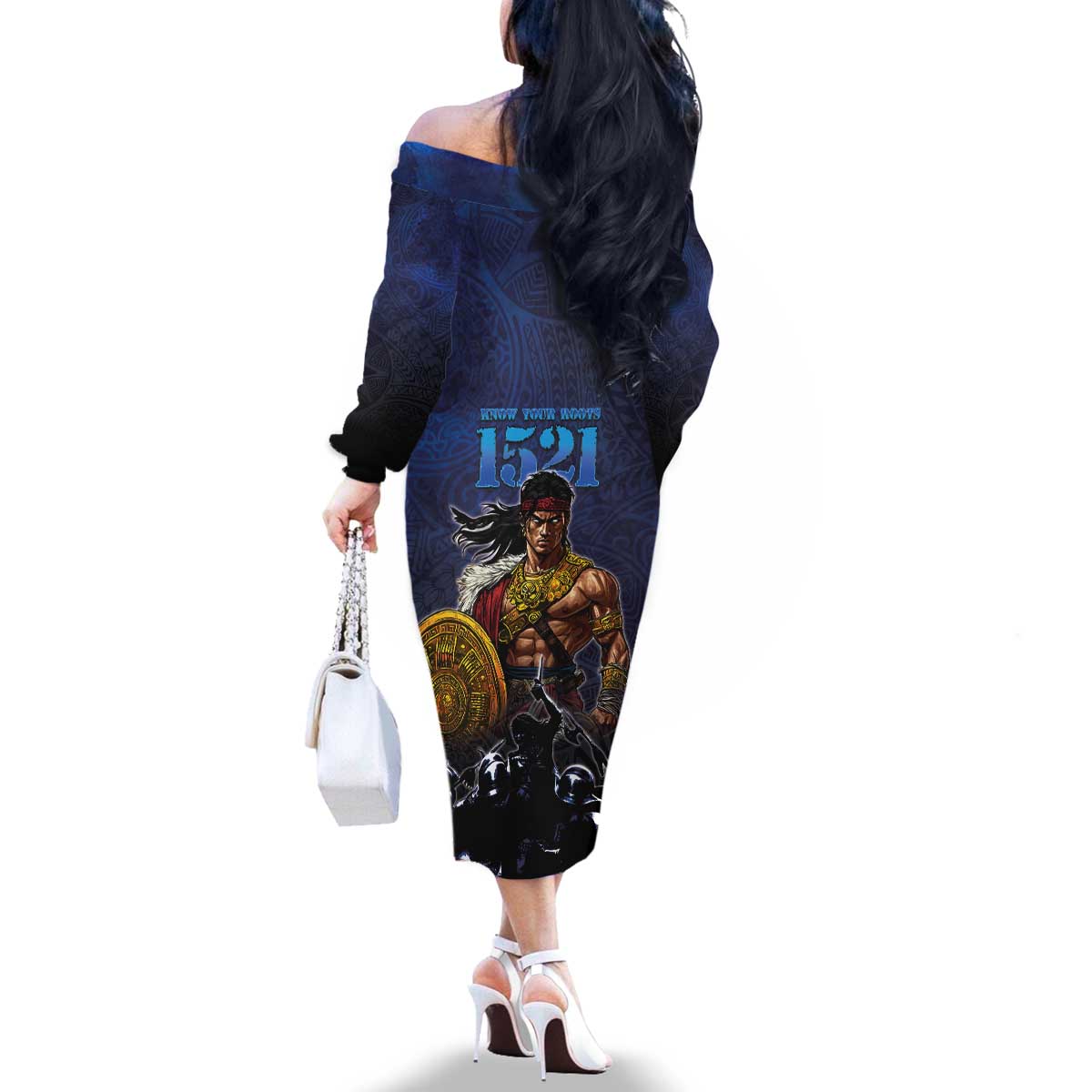 Philippines The First Hero Family Matching Off The Shoulder Long Sleeve Dress and Hawaiian Shirt Lapu Lapu Know Your Roots
