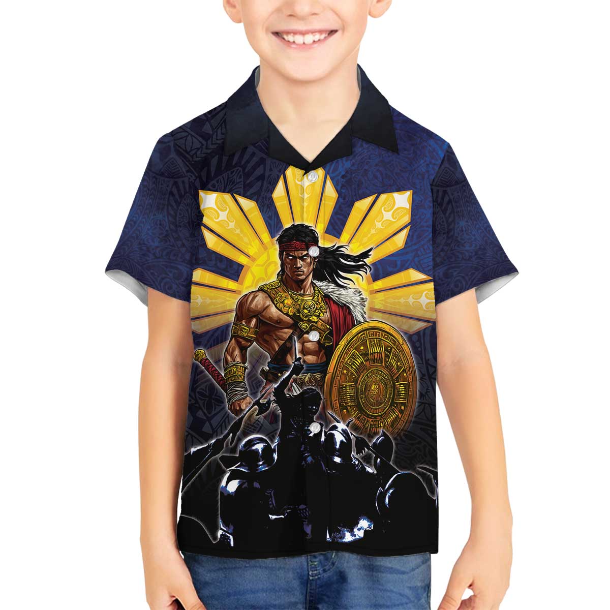 Philippines The First Hero Family Matching Off The Shoulder Long Sleeve Dress and Hawaiian Shirt Lapu Lapu Know Your Roots