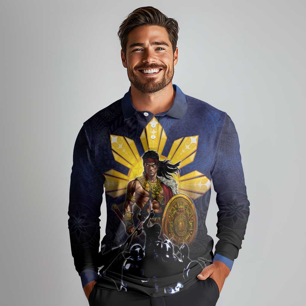 Philippines The First Hero Long Sleeve Polo Shirt Lapu Lapu Know Your Roots