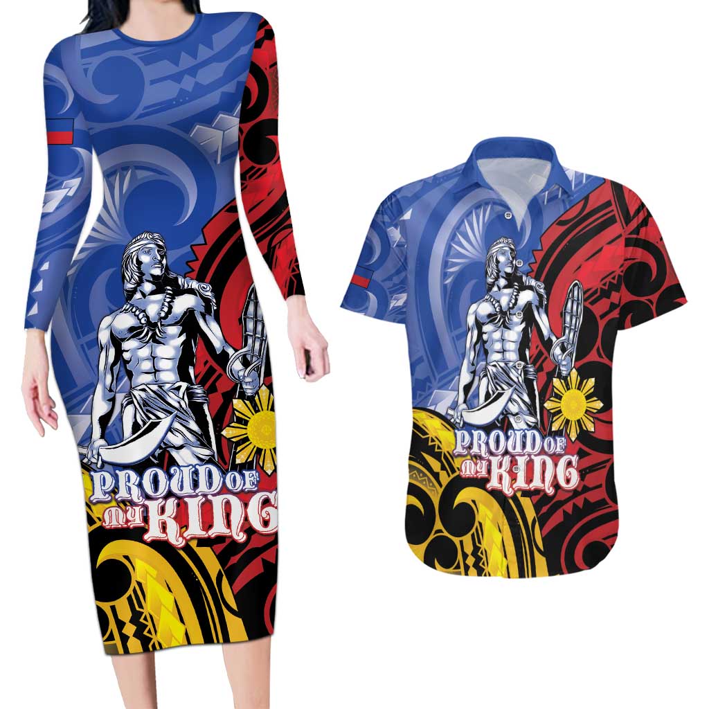 Philippines Lapu-Lapu Couples Matching Long Sleeve Bodycon Dress and Hawaiian Shirt Proud Of My King
