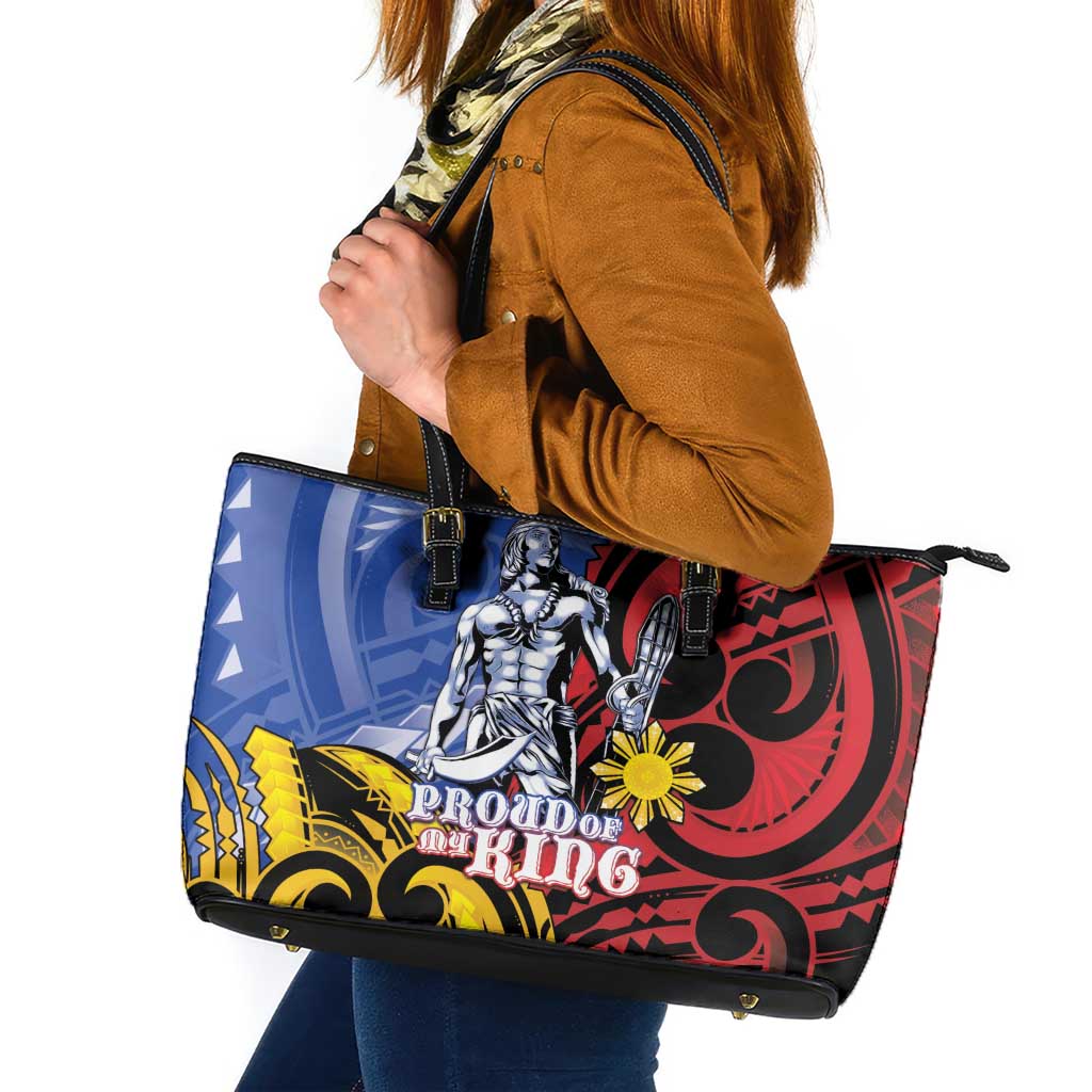 Philippines Lapu-Lapu Leather Tote Bag Proud Of My King