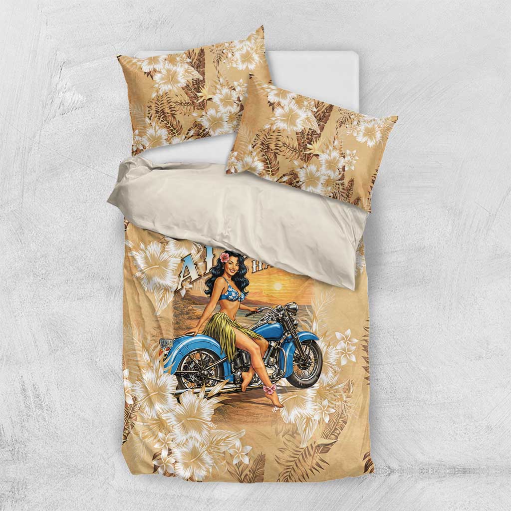 Aloha Hawaii Biker Bedding Set Ride To Paradise LT05 US Twin 172cm x 218cm Beige - Polynesian Pride