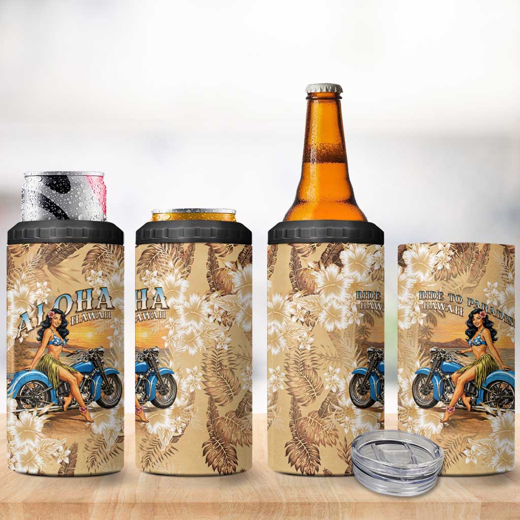 Aloha Hawaii Biker 4 in 1 Can Cooler Tumbler Ride To Paradise LT05 - Polynesian Pride