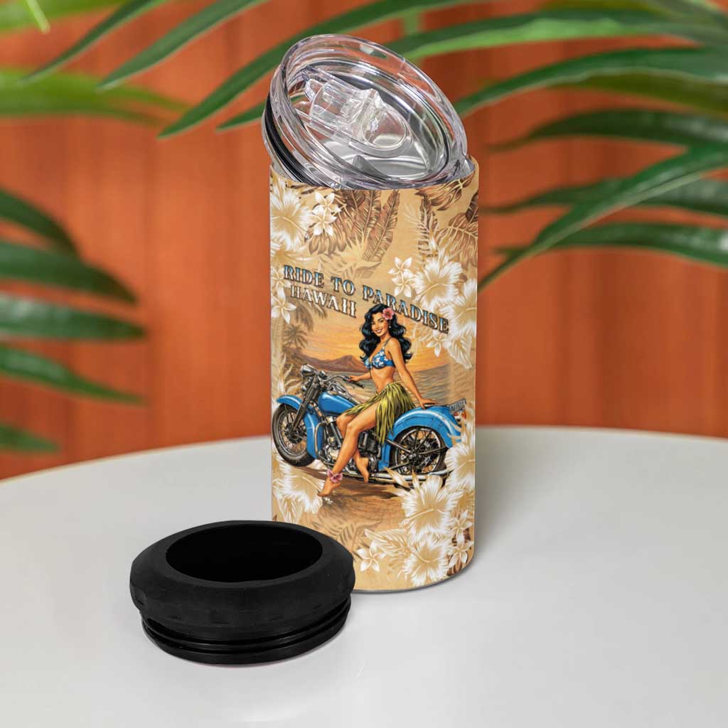 Aloha Hawaii Biker 4 in 1 Can Cooler Tumbler Ride To Paradise LT05 - Polynesian Pride
