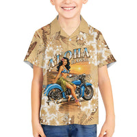 Aloha Hawaii Biker Family Matching Mermaid Dress and Hawaiian Shirt Ride To Paradise LT05 Son's Shirt Beige - Polynesian Pride