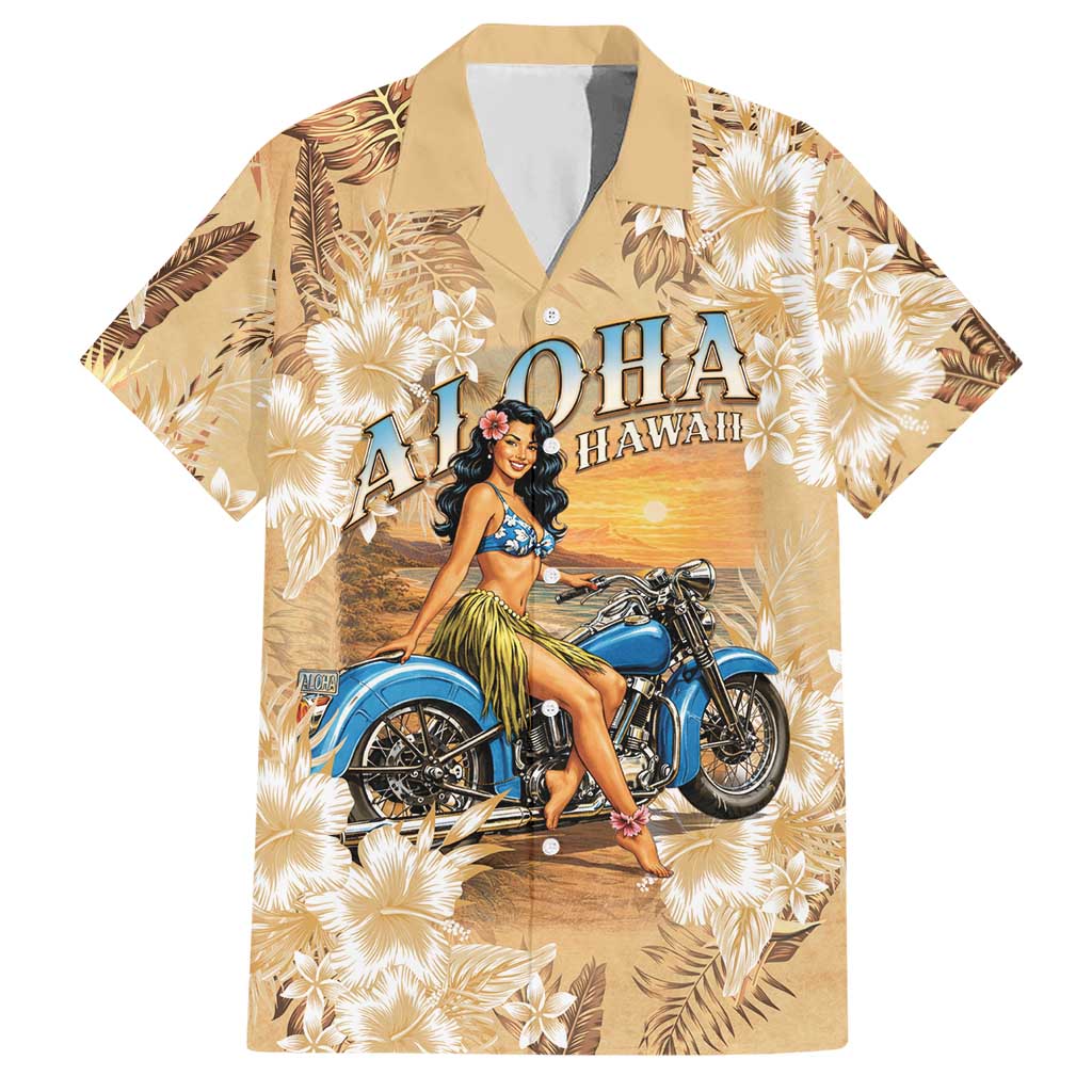 Aloha Hawaii Biker Hawaiian Shirt Ride To Paradise LT05 Beige - Polynesian Pride