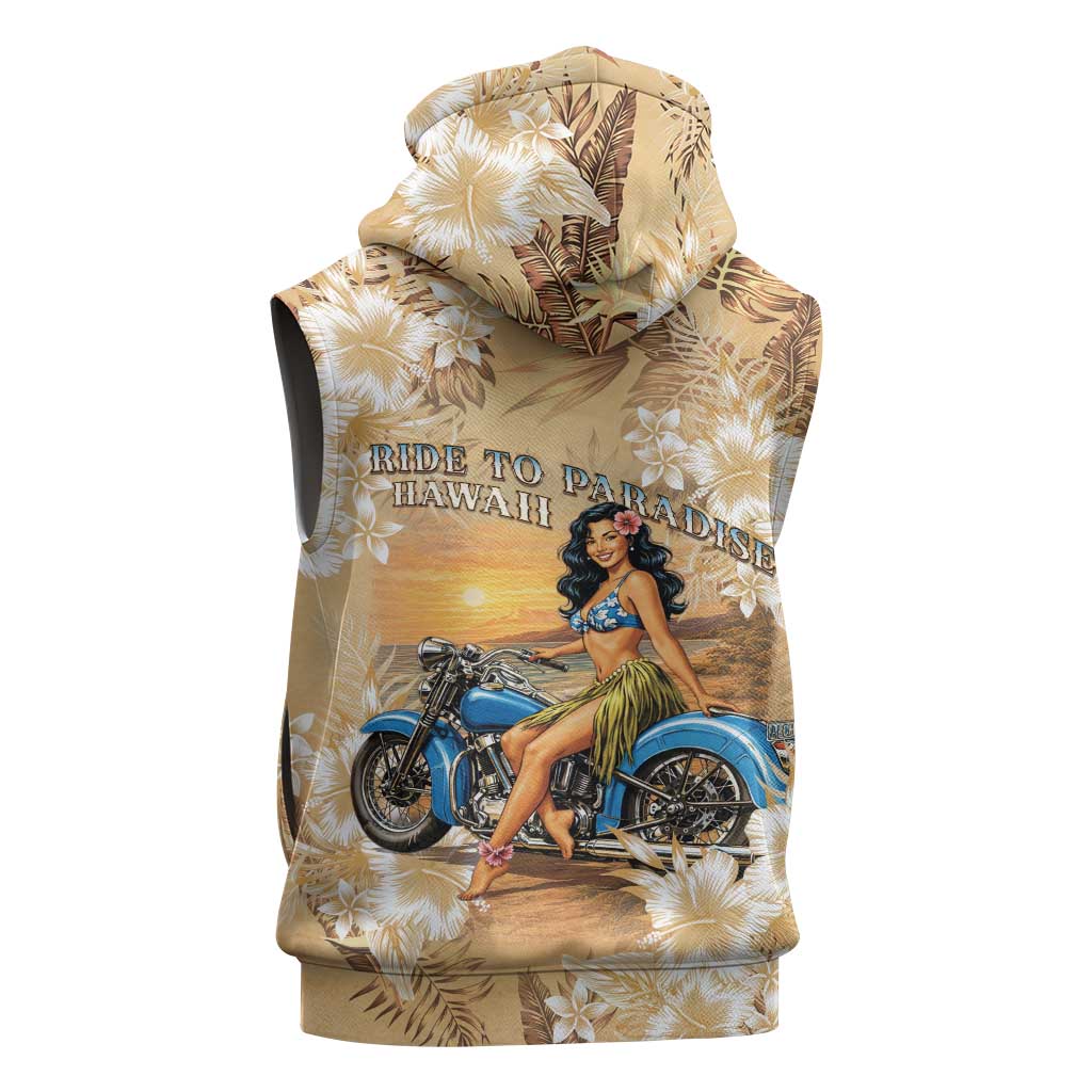 Aloha Hawaii Biker Sleeveless Zip Hoodie Ride To Paradise LT05 - Polynesian Pride