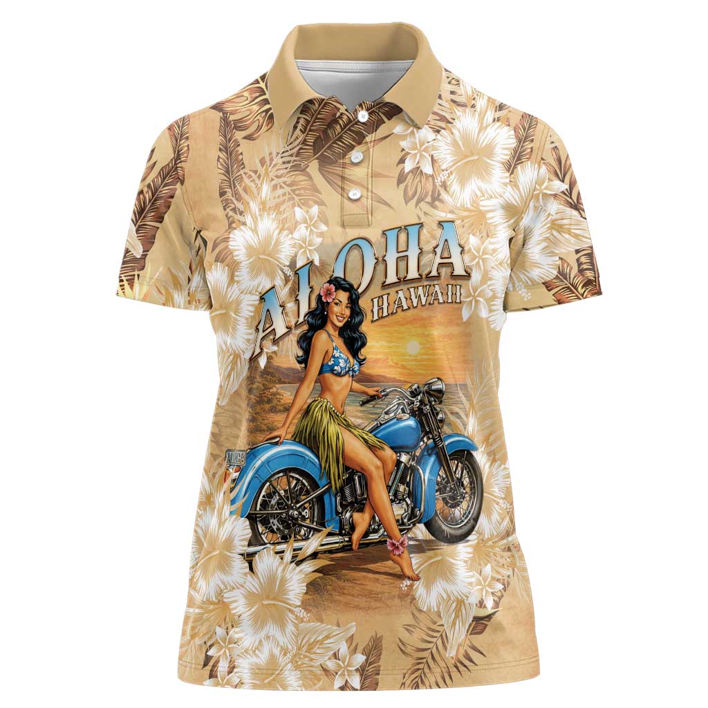 Aloha Hawaii Biker Women Polo Shirt Ride To Paradise