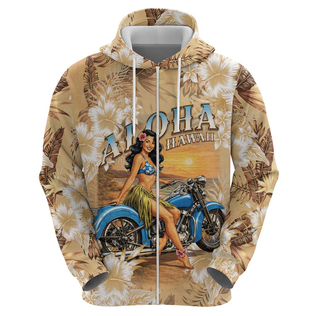 Aloha Hawaii Biker Zip Hoodie Ride To Paradise LT05 - Polynesian Pride