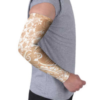 Polynesian Women's Day Arm Sleeves Brown Hibiscus Flowers With Polynesian Pattern