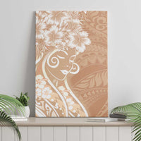 Polynesian Women's Day Canvas Wall Art Brown Hibiscus Flowers With Polynesian Pattern