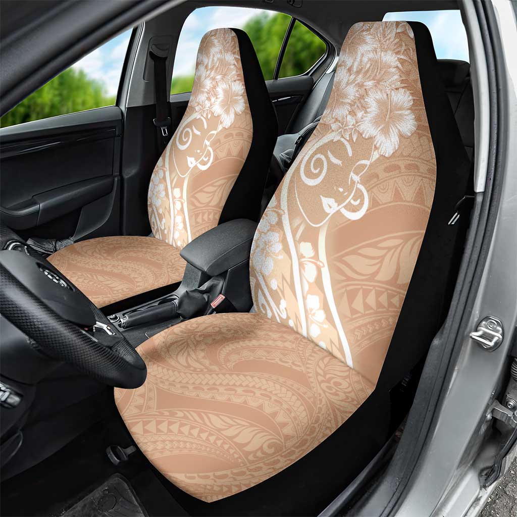 Polynesian Women's Day Car Seat Cover Brown Hibiscus Flowers With Polynesian Pattern LT05 - Polynesian Pride