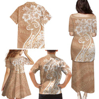 Polynesian Women's Day Family Matching Puletasi and Hawaiian Shirt Brown Hibiscus Flowers With Polynesian Pattern LT05 - Polynesian Pride