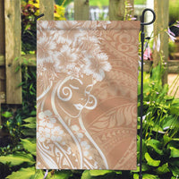 Polynesian Women's Day Garden Flag Brown Hibiscus Flowers With Polynesian Pattern