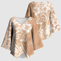 Polynesian Women's Day Kimono Sleeve Blouse Brown Hibiscus Flowers With Polynesian Pattern LT05 - Polynesian Pride