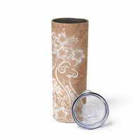 Polynesian Women's Day Skinny Tumbler Brown Hibiscus Flowers With Polynesian Pattern LT05 - Polynesian Pride