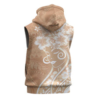 Polynesian Women's Day Sleeveless Hoodie Brown Hibiscus Flowers With Polynesian Pattern LT05 - Polynesian Pride