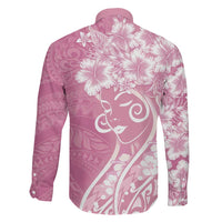 Polynesian Women's Day Family Matching Mermaid Dress and Hawaiian Shirt Pink Hibiscus Flowers With Polynesian Pattern