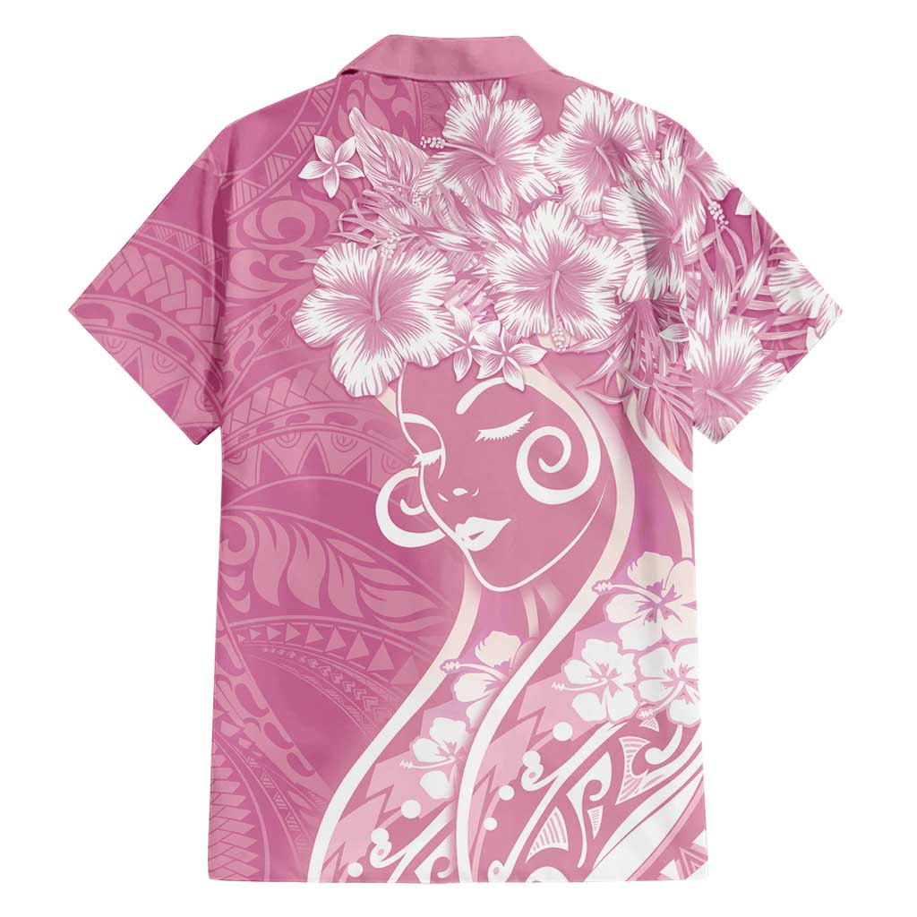 Polynesian Women's Day Hawaiian Shirt Pink Hibiscus Flowers With Polynesian Pattern LT05 - Polynesian Pride
