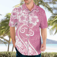 Polynesian Women's Day Hawaiian Shirt Pink Hibiscus Flowers With Polynesian Pattern LT05 - Polynesian Pride