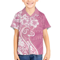 Polynesian Women's Day Hawaiian Shirt Pink Hibiscus Flowers With Polynesian Pattern LT05 - Polynesian Pride