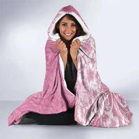 Polynesian Women's Day Hooded Blanket Pink Hibiscus Flowers With Polynesian Pattern