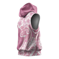 Polynesian Women's Day Sleeveless Hoodie Pink Hibiscus Flowers With Polynesian Pattern LT05 - Polynesian Pride