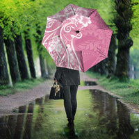 Polynesian Women's Day Umbrella Pink Hibiscus Flowers With Polynesian Pattern