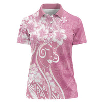 Polynesian Women's Day Women Polo Shirt Pink Hibiscus Flowers With Polynesian Pattern LT05 Female Pink - Polynesian Pride