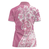 Polynesian Women's Day Women Polo Shirt Pink Hibiscus Flowers With Polynesian Pattern LT05 - Polynesian Pride