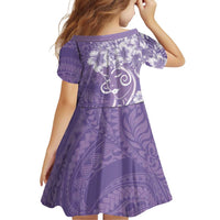 Polynesian Women's Day Family Matching Off The Shoulder Long Sleeve Dress and Hawaiian Shirt Purple Hibiscus Flowers With Polynesian Pattern