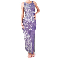 Polynesian Women's Day Family Matching Tank Maxi Dress and Hawaiian Shirt Purple Hibiscus Flowers With Polynesian Pattern