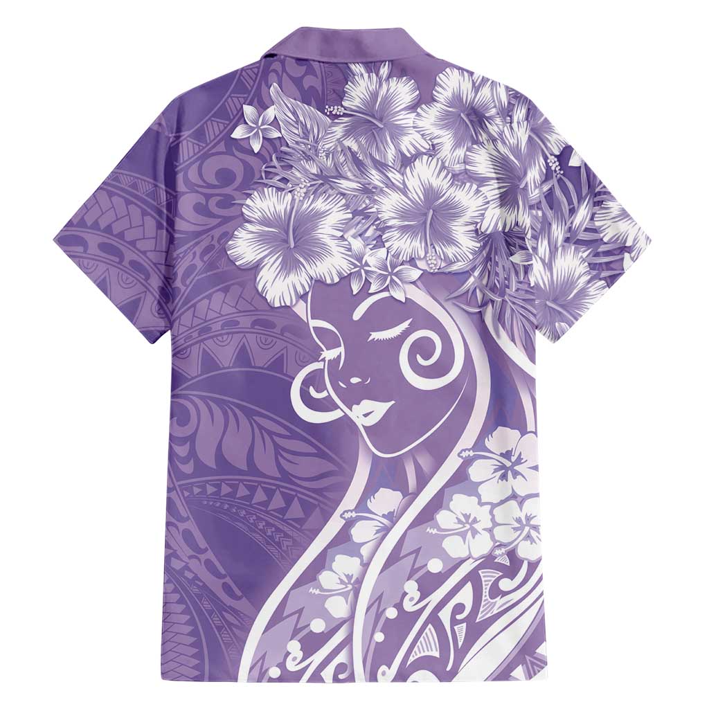 Polynesian Women's Day Hawaiian Shirt Purple Hibiscus Flowers With Polynesian Pattern LT05 - Polynesian Pride