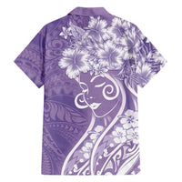 Polynesian Women's Day Hawaiian Shirt Purple Hibiscus Flowers With Polynesian Pattern LT05 - Polynesian Pride