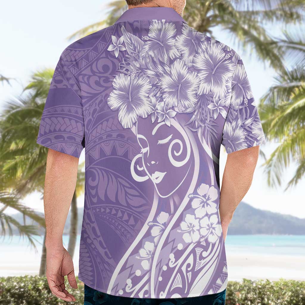 Polynesian Women's Day Hawaiian Shirt Purple Hibiscus Flowers With Polynesian Pattern LT05 - Polynesian Pride