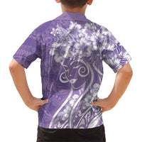 Polynesian Women's Day Hawaiian Shirt Purple Hibiscus Flowers With Polynesian Pattern LT05 - Polynesian Pride
