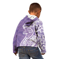 Polynesian Women's Day Kid Hoodie Purple Hibiscus Flowers With Polynesian Pattern LT05 - Polynesian Pride