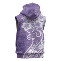 Polynesian Women's Day Sleeveless Zip Hoodie Purple Hibiscus Flowers With Polynesian Pattern LT05 - Polynesian Pride