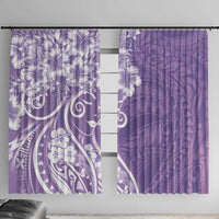 Polynesian Women's Day Window Curtain Purple Hibiscus Flowers With Polynesian Pattern