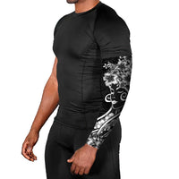 Polynesian Women's Day Arm Sleeves Black Hibiscus Flowers With Polynesian Pattern